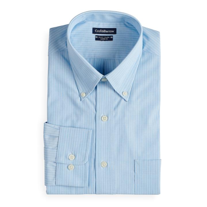 Men's Croft & Barrow&reg; Classic-fit Easy Care Button-down Collar Dress Shirt, Size: 16.5-32/33, Med Blue