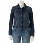 Juniors' Plus Size Mudd&reg; Frayed Jean Jacket, Teens, Size: 1xl, Med Blue