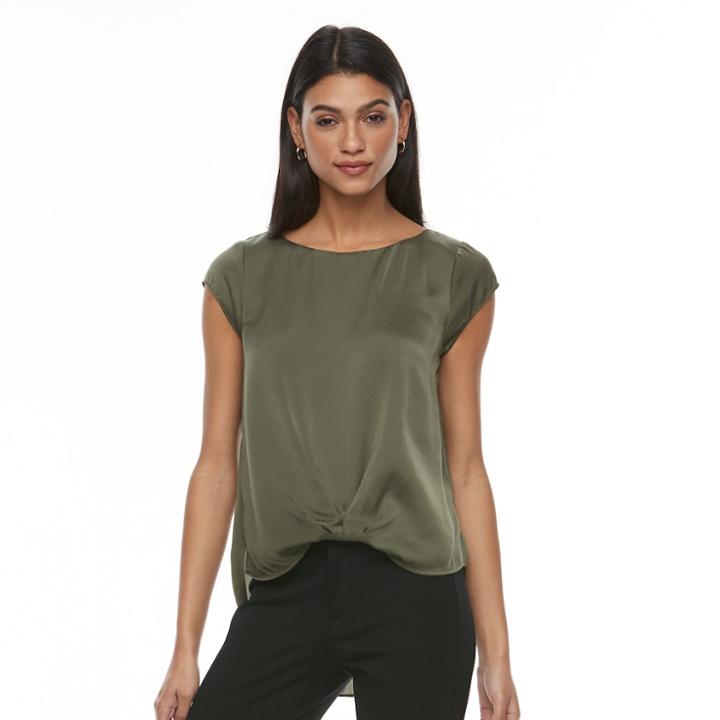 Women's Apt. 9&reg; Satin Twist-front Tee, Size: Xxl, Green