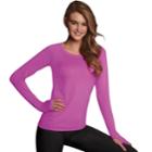 Women's Maidenform Sport Base Layer Seamless Long Sleeve Top, Size: Xlrg Av/rg, Dark Pink