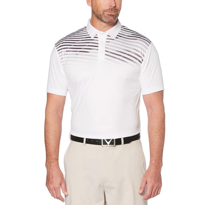 Men's Grand Slam On Course Regular-fit Americana Striped Performance Golf Polo, Size: Xxl, White