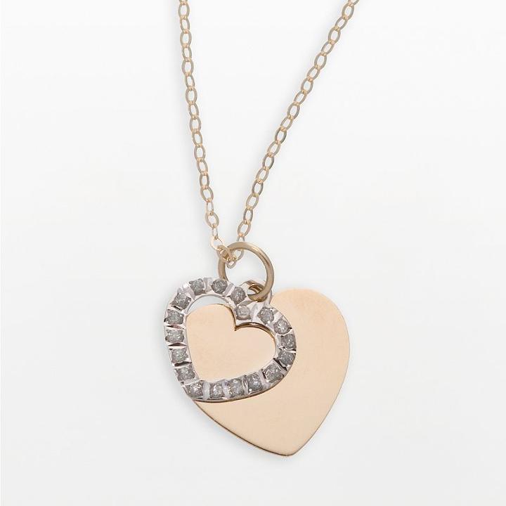 Diamond Fascination 14k Gold Two-tone Shadow Heart Pendant, Women's, Size: 18, Yellow