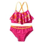 Girls 7-16 Speedo Jungle Floral Ruffle Bikini Swimsuit Set, Size: 8, Med Pink