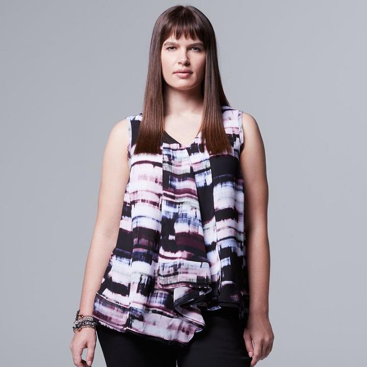 Plus Size Simply Vera Vera Wang Foil Draped Asymmetrical Top, Women's, Size: 1xl, Oxford