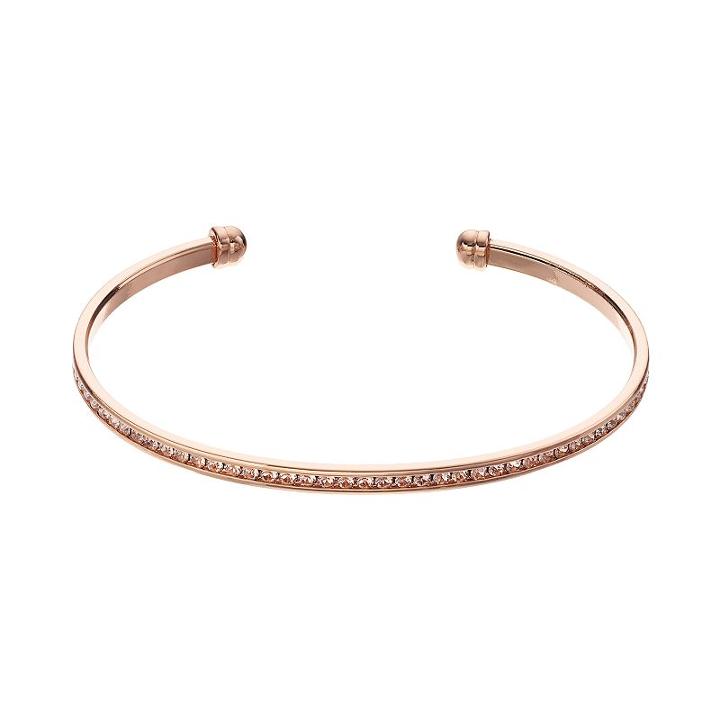 Brilliance Rose Gold Tone Cuff Bracelet With Swarovski Crystals, Women's, Pink