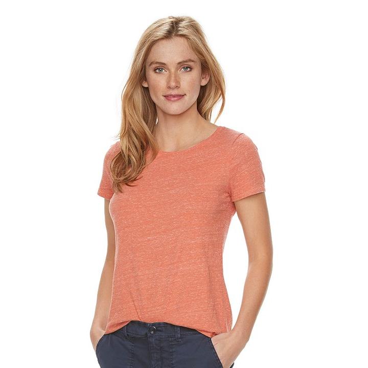 Women's Sonoma Goods For Life&trade; Essential Marled Tee, Size: Medium, Drk Orange