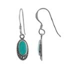 Sterling Silver Turquoise And Marcasite Drop Earrings, Women's, Blue