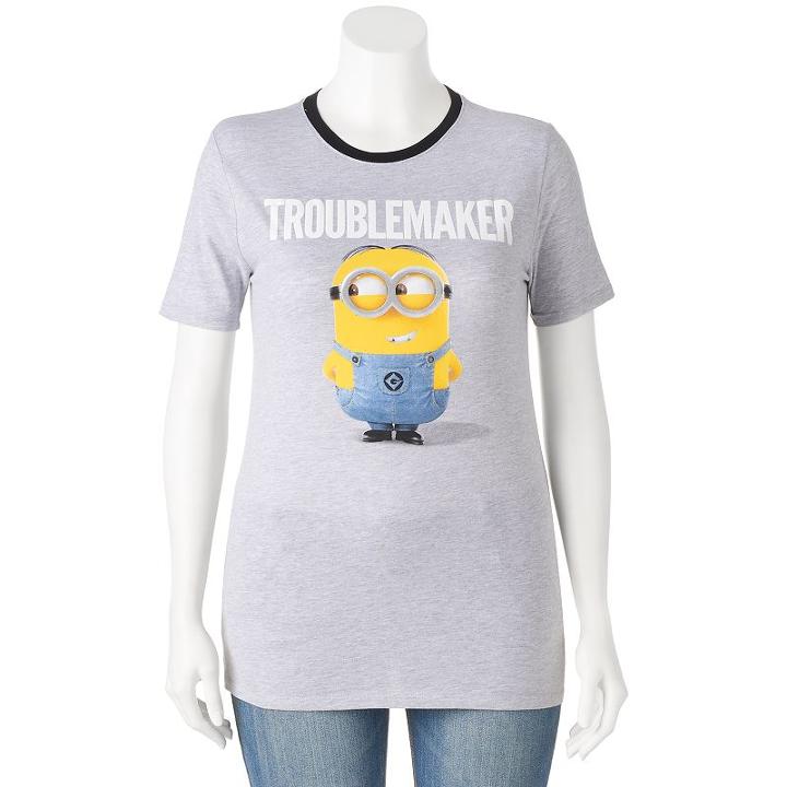 Juniors' Despicable Me Minions Troublemaker Graphic Tee, Girl's, Size: Small, Silver