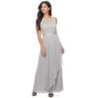 Women's Onyx Nite Embellished Lace Ruffle Evening Gown, Size: 8 - Regular, Silver