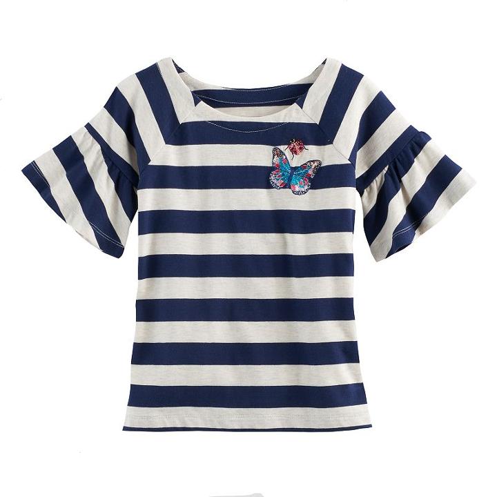 Girls 4-12 Sonoma Goods For Life&trade; Bell-sleeved Raglan Top, Size: 7, Blue