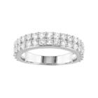 Sterling Silver Lab-created White Sapphire Double Row Ring, Women's, Size: 8