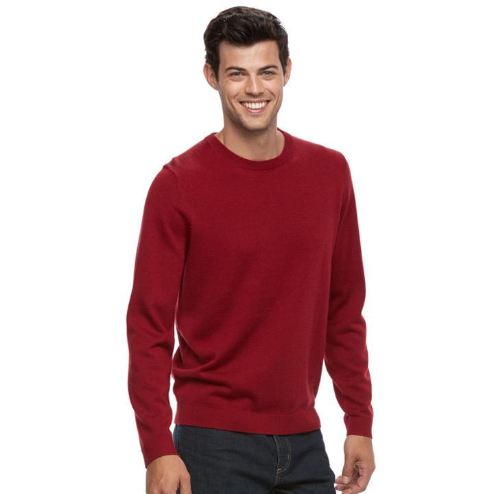 Men's Apt. 9&reg; Merino Wool-blend Crewneck Sweater, Size: Xl, Red