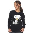 Juniors' Peanuts Snoopy & Woodstock Graphic Sweatshirt, Teens, Size: Xl, Black