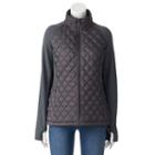 Women's Weathercast Quilted Stretch Fleece Raglan Jacket, Size: Large, Grey