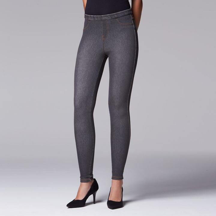 Simply Vera Vera Wang Denim Leggings, Women's, Size: Large, Dark Grey