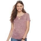 Juniors' Mudd&reg; Mineral Wash Lace-up Tee, Teens, Size: Xl, Med Purple