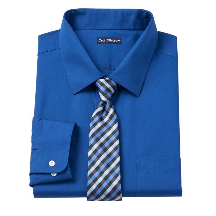Big & Tall Croft & Barrow&reg; Classic-fit Striped Dress Shirt And Patterned Tie Boxed Set, Men's, Size: 19 34/5b, Blue Other