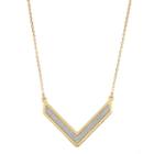 18k Gold Over Silver Glitter Chevron Necklace, Women's, Size: 16, Yellow