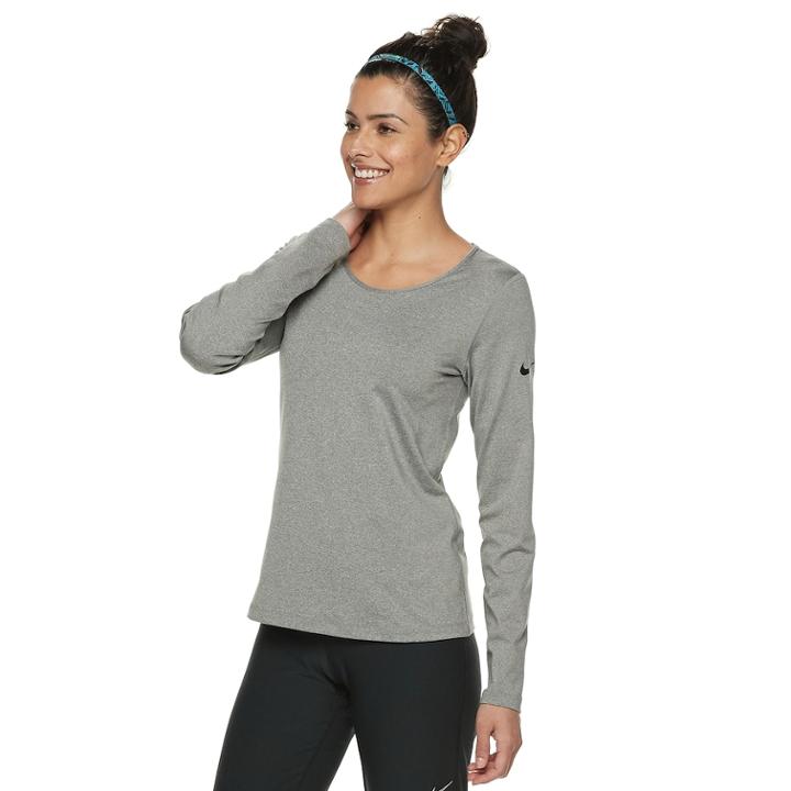 Women's Nike Pro Warm Training Base-layer Long-sleeve Top, Size: Large, Grey