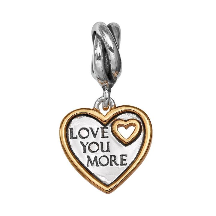 Individuality Beads Two Tone Sterling Silver Love You More Heart Charm, Women's, Multicolor