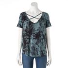 Women's Rock & Republic&reg; Crisscross Tie-dye Tee, Size: Xl, Med Grey