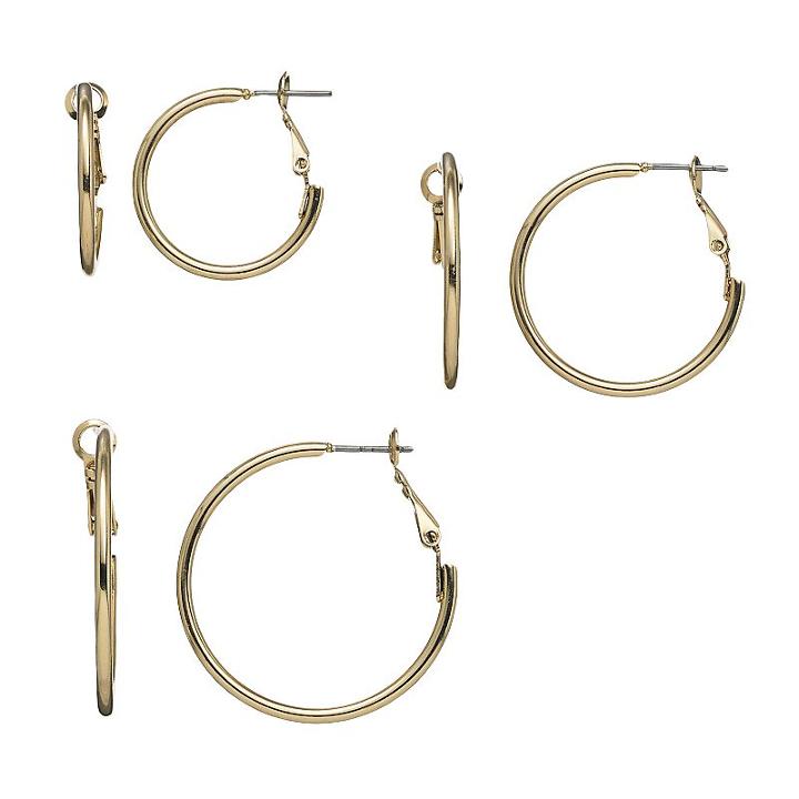 Apt. 9&reg; Hoop Earring Set, Women's, Gold