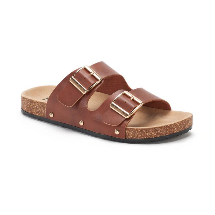 Women's Mudd&reg; Double Strap Slide Sandals, Size: Xl, Med Brown