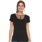 Women's Rock & Republic&reg; Strappy Scoopneck Tee, Size: Xl, Black