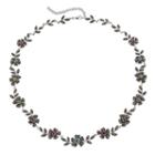 Le Vieux Silver Plated Crystal & Marcasite Flower Necklace, Women's, Black