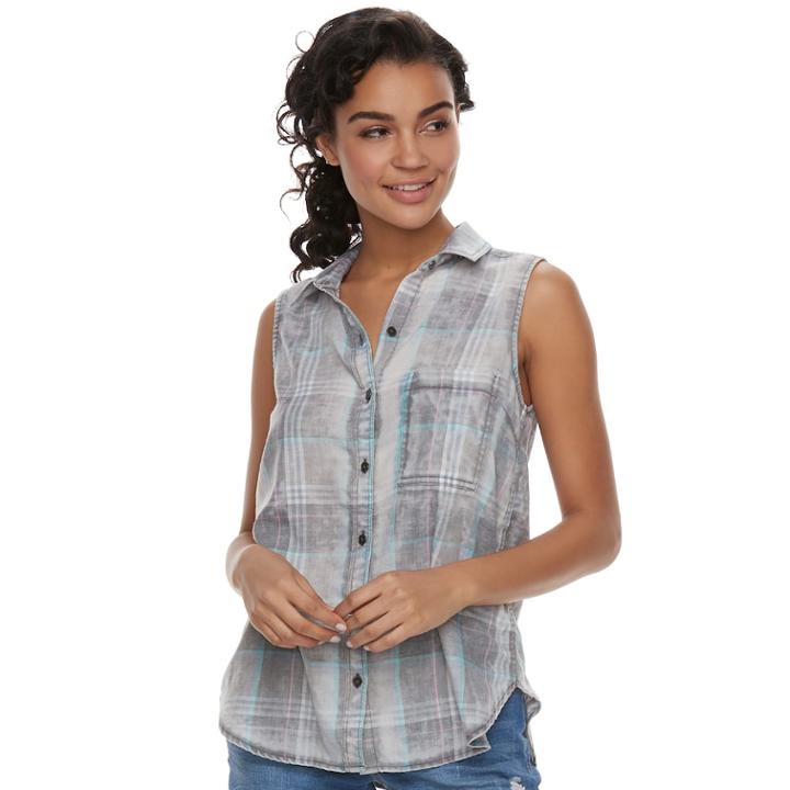 Juniors' So&reg; Sleeveless Shirt, Teens, Size: Small, Med Grey