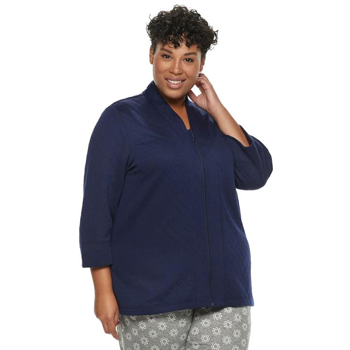Plus Size Croft & Barrow&reg; Quilted Bed Jacket, Women's, Size: 1xl, Dark Blue
