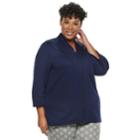 Plus Size Croft & Barrow&reg; Quilted Bed Jacket, Women's, Size: 1xl, Dark Blue