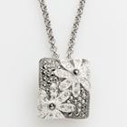 Lavish By Tjm Sterling Silver Crystal Flower Pendant - Made With Swarovski Marcasite, Women's, Grey