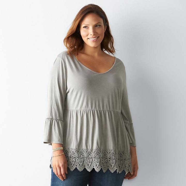 Plus Size Sonoma Goods For Life&trade; Crochet Peplum Top, Women's, Size: 3xl, Med Beige