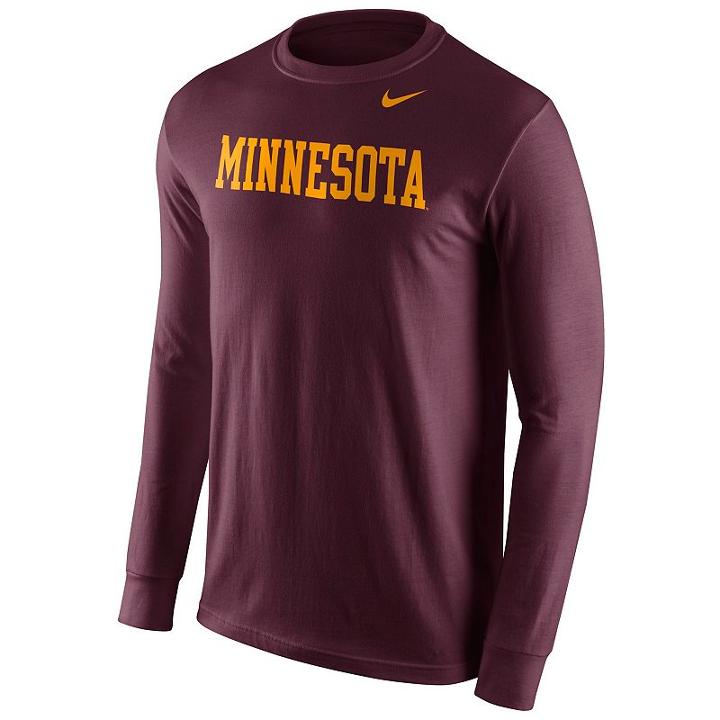 Men's Nike Minnesota Golden Gophers Wordmark Tee, Size: Large, Dark Red
