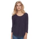 Women's Croft & Barrow&reg; Lace-front Tee, Size: Xxl, Drk Purple