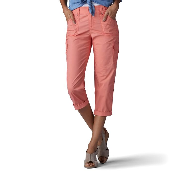 Women's Lee Nikki Cuffed Comfort Waist Poplin Capris, Size: 16 Avg/reg, Med Red