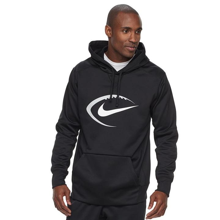 Men's Nike Thermal Football Hoodie, Size: Large, Grey (charcoal)