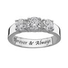 Sweet Sentiments Round-cut Cubic Zirconia 3-stone Engagement Ring In Sterling Silver, Women's, Size: 5, Grey