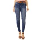 Juniors' Wallflower Curvy Belted Skinny Jeans, Girl's, Size: 1, Red Other