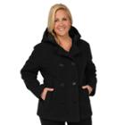 Plus Size Excelled Hooded Peacoat, Women's, Size: 2xl, Grey