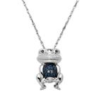 Blue & Black Diamond Accent Sterling Silver Frog Pendant Necklace, Women's, Size: 18, Multicolor