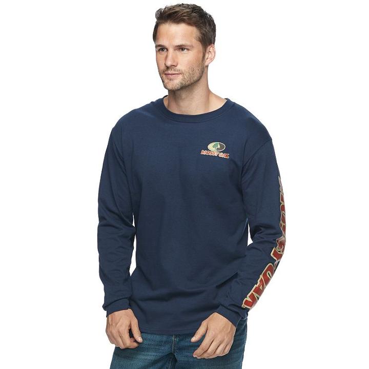 Men's Mossy Oak Logo Crewneck Tee, Size: Large, Blue