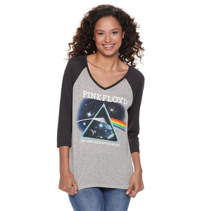 Juniors' Pink Floyd The Dark Side Of The Moon Raglan Tee, Teens, Size: Xl, Silver