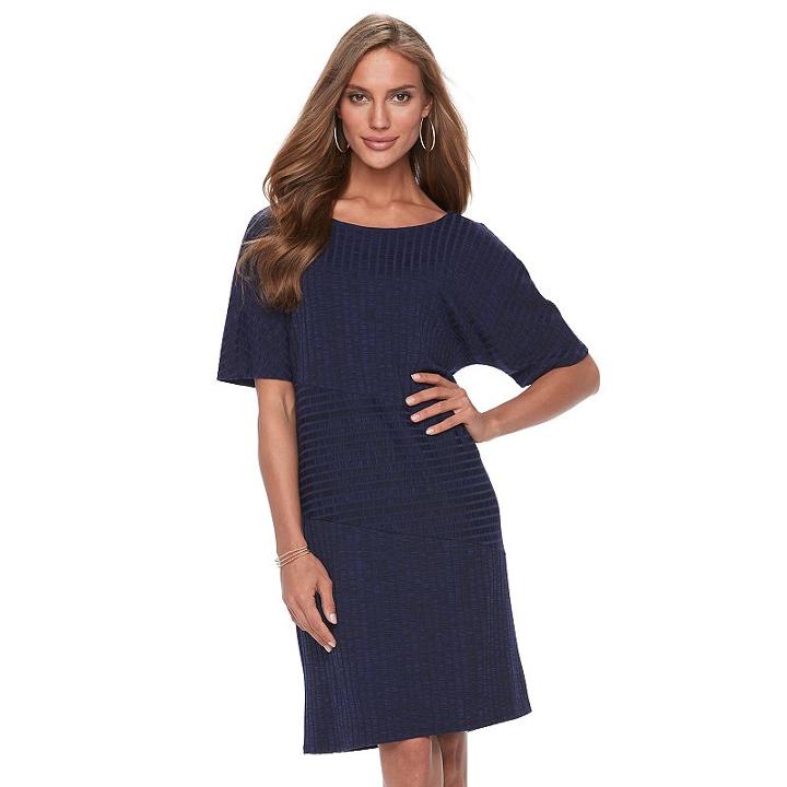 Women's Apt. 9&reg; Solid Ribbed Dress, Size: Medium, Dark Blue
