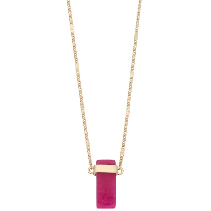 Lc Lauren Conrad Quartz Rectangle & Bar Pendant Necklace, Women's, Med Pink