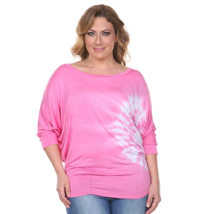 Plus Size White Mark Tie Dyed Tunic, Women's, Size: 1xl, Pink Other