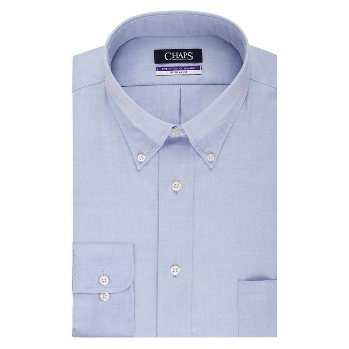 Men's Chaps Regular Fit Non Iron Stretch Button-down Collar Dress Shirt, Size: 15.5-32/33, Blue Other