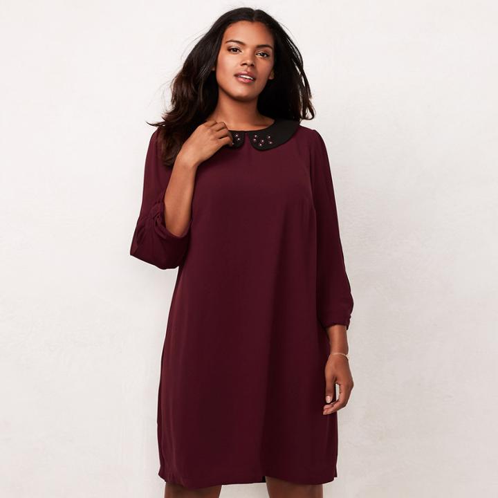 Plus Size Lc Lauren Conrad Embellished Collar Shift Dress, Women's, Size: 1xl, Red