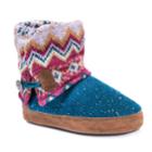 Muk Luks Women's Patti Cuffed Button Bootie Slippers, Size: Large, Blue